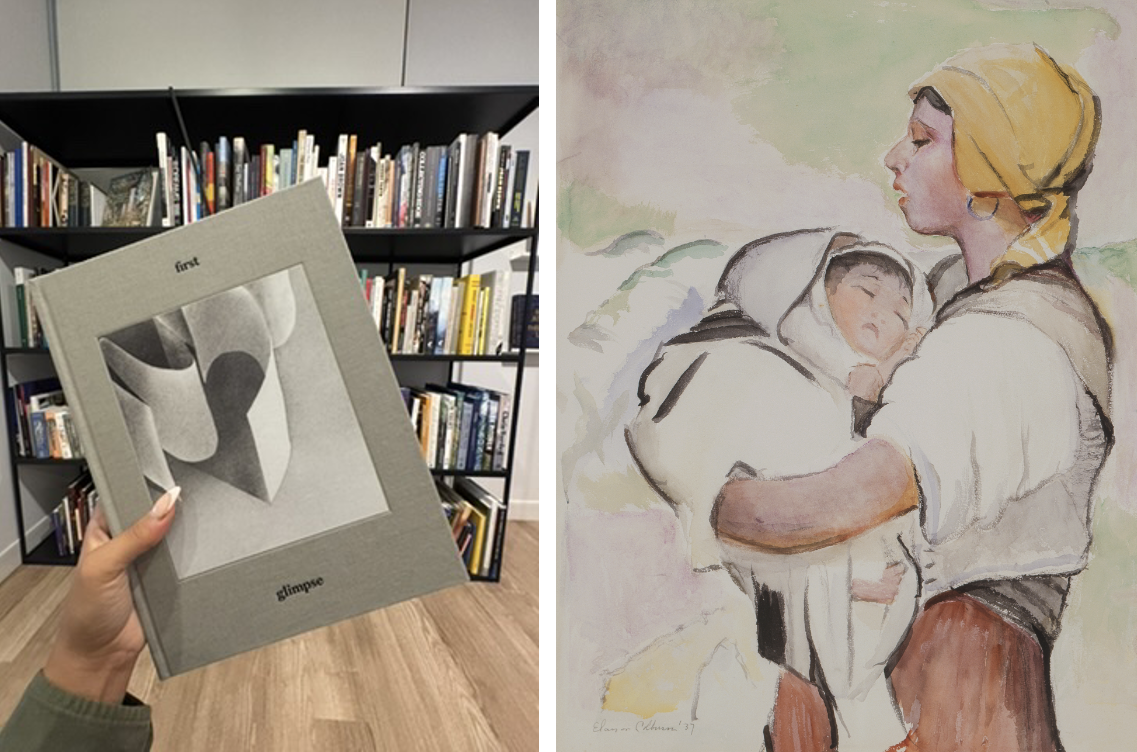Left: Explore the Buck Collection in this beautifully produced 256-page coffee table book, featuring 144 full-color plates, three insightful essays by the curators of the 2018 exhibition, and an in-depth interview. Right: Elanor Colburn, Mother and Child, 1937, Watercolor on paper, 38 ¾ × 28 in. The Buck Collection at UC Irvine Jack and Shanaz Langson Institute and Museum of California Art